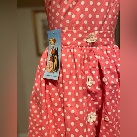 NWT Bettie Page Vintage Reproduction Pink & White Polkadot Playsuit Set - Picture 4 of 11